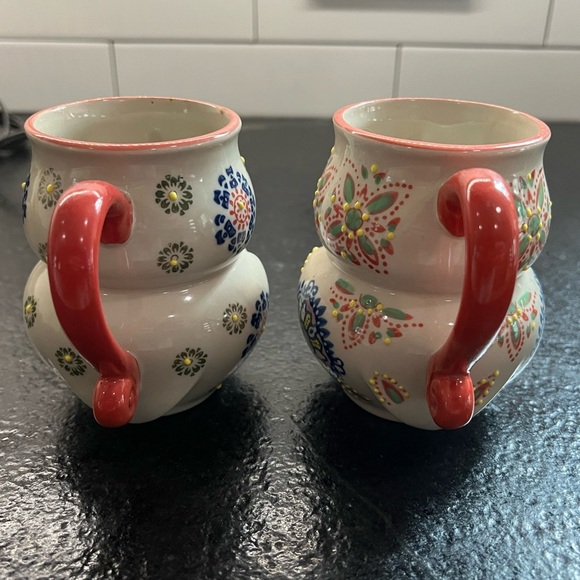 2x Yokohama Studio Owl Mug Hand Painted Texture Ceramic Pottery Coffee Tea Cup!! - Picture 3 of 5